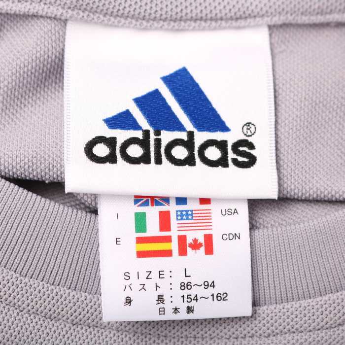 アディダス 長袖Tシャツ サイドライン スポーツウエア 日本製 TA レディース Lサイズ グレー adidas_画像3