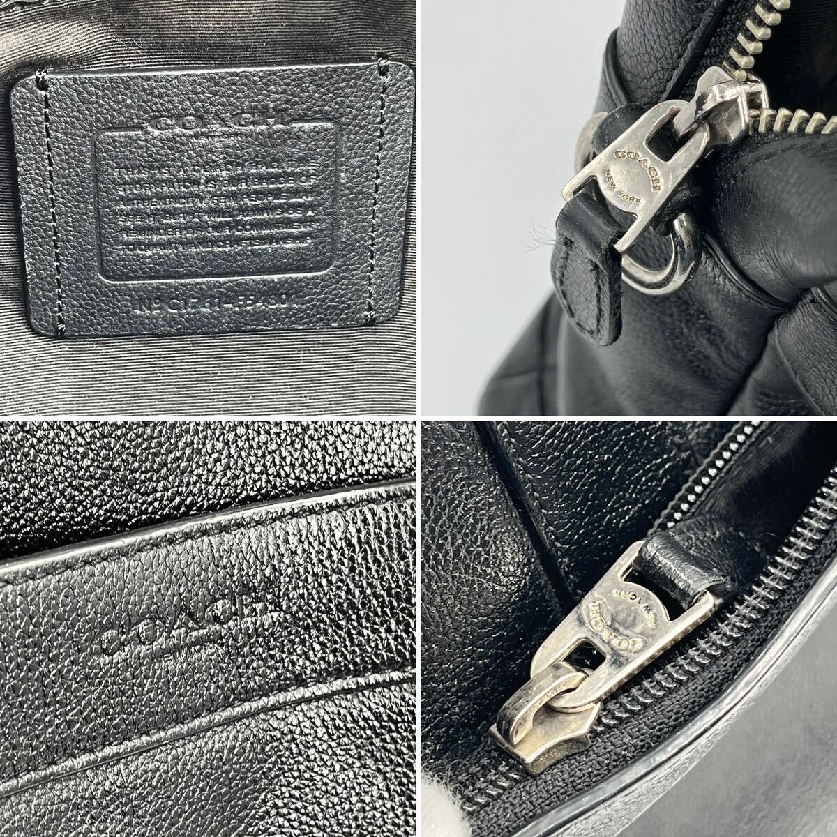 1円《 美品・定価10万 》COACH コーチ 2way ビジネスバッグ ブリーフケース メンズ 本革 レザー A4 PC収納◎ ショルダー 通勤 ブラック 黒_画像8