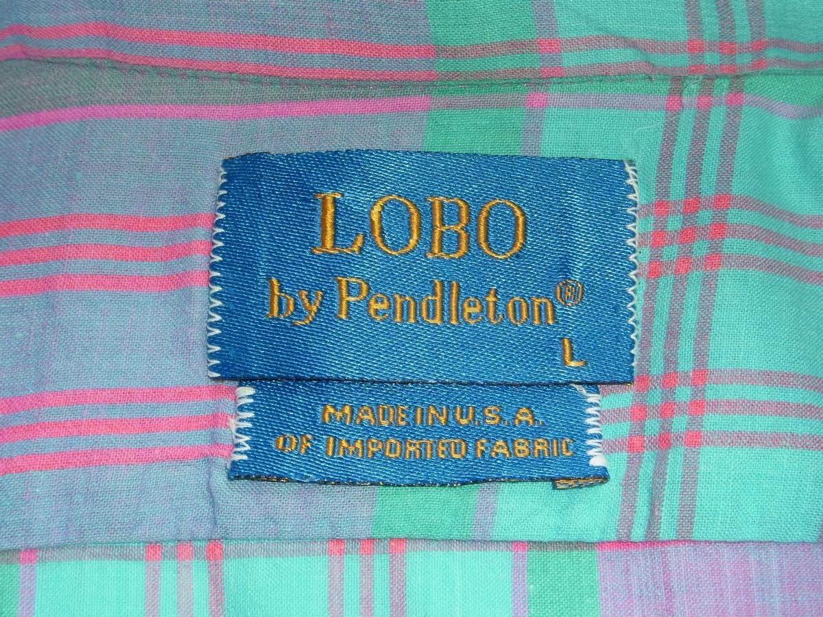 ☆ 80s90s USA製 ビンテージ LOBO by Pendleton ペンドルトン マドラスチェック BD 半袖 シャツ sizeL ☆古着 トラッド IVY 70s オールド_画像4