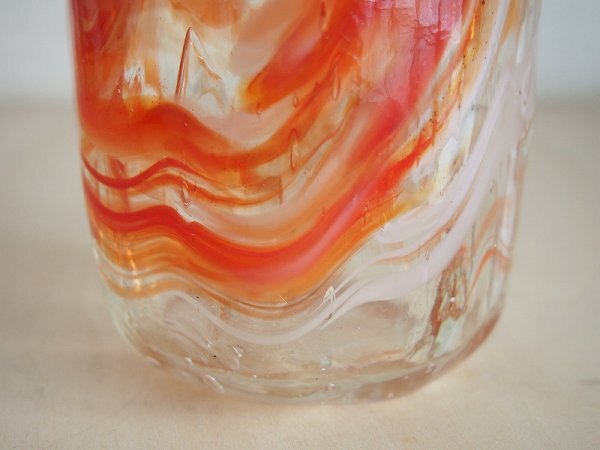 古いマーブルガラス花瓶　マーブルガラス　ガラス工芸　花瓶　花器　気泡入　レトロ　G59_画像9