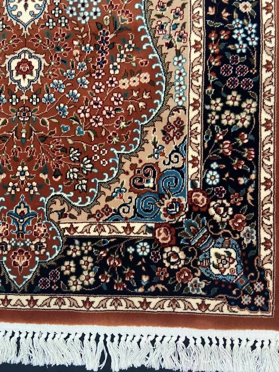 未使用 早者勝ち! ペルシャ絨毯 イラン製 ウール メダリオンデザイン ロングカーペット 玄関ラグ _画像5