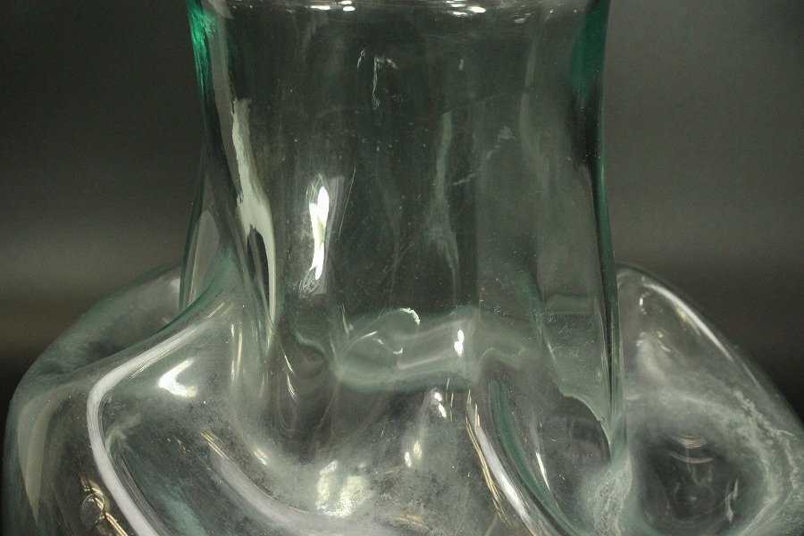 【銀閣】アンティーク レトロ ガラス 瓶 高35.5cm 旧家蔵出(AZ962)の画像3