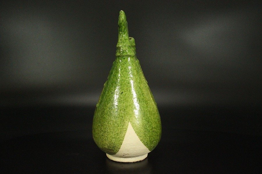 【銀閣】中国美術 緑釉 鶏瓶 高24.5cm 旧家蔵出(LC148)_画像5