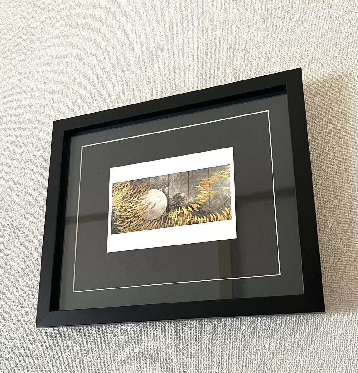 [. mountain moreover, structure ]. pattern 4 kind [ thousand feather crane ] Japanese picture postcard wooden frame 31×26cm printed matter . pattern & size difference have art frame 