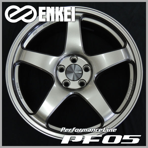 送料無料 ENKEI パフォーマンスラインPF05 ダークシルバー 5H-PCD100 F 8.0J+45 225/40R18 R 8.5+45 235/40R18 NITTO NT555 G2_画像2