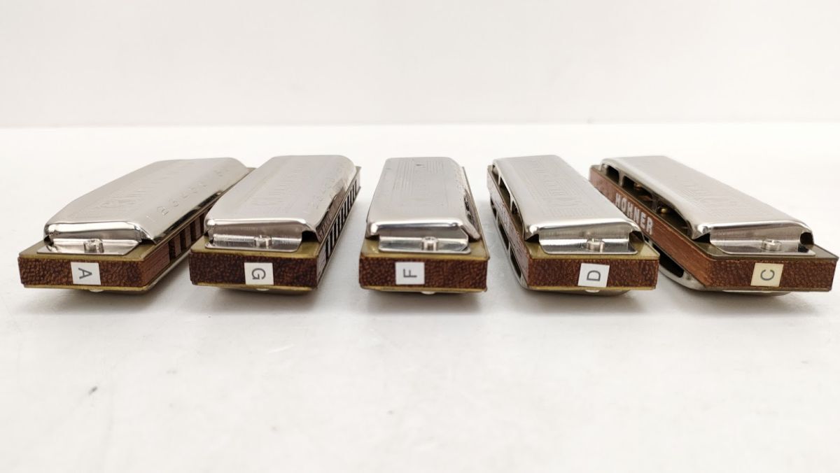 6 ホーナー ブルース ハープ ハーモニカ 5個 セット まとめ A G F D C MS 10 穴 ホール BLUES HARP HOHNER◆ドイツ製 音楽 管 楽器の画像5