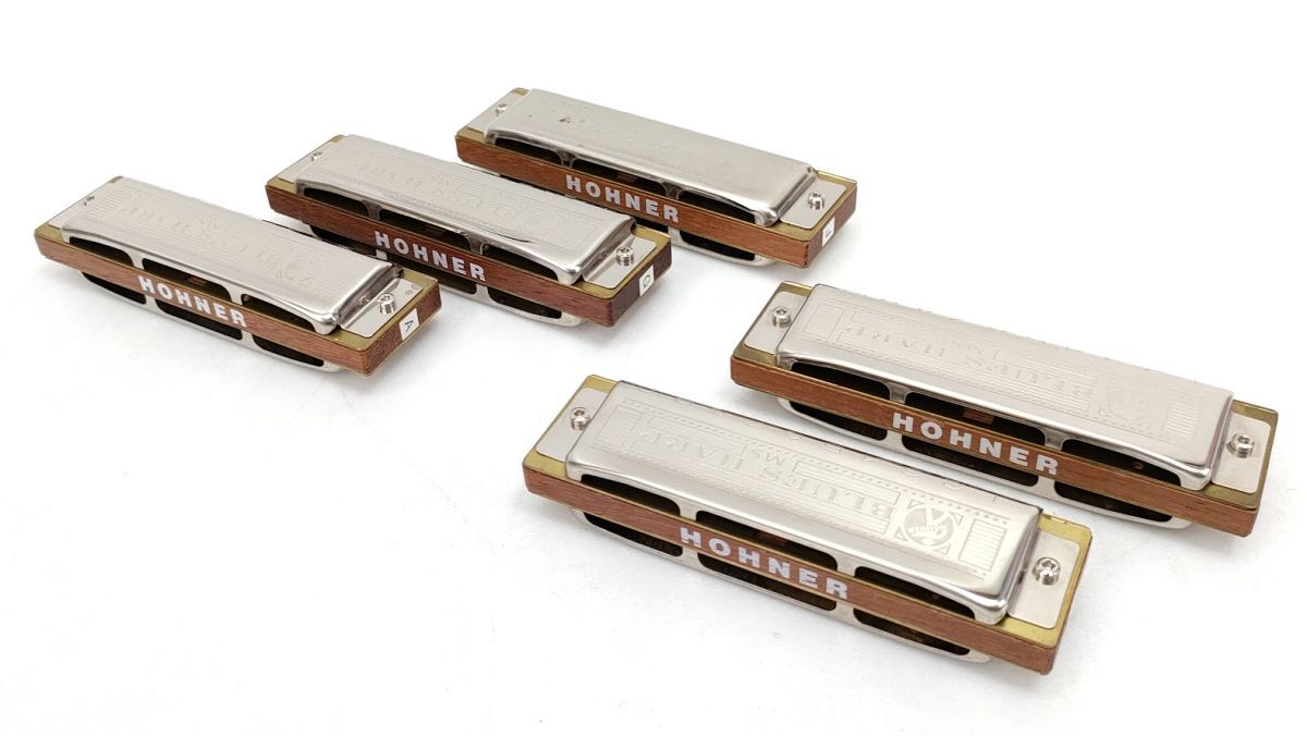 6 ホーナー ブルース ハープ ハーモニカ 5個 セット まとめ A G F D C MS 10 穴 ホール BLUES HARP HOHNER◆ドイツ製 音楽 管 楽器の画像1