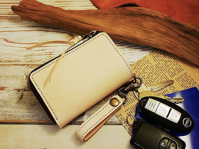  smart key 2 pcs insertion . correspondence!!L size cologne . form!! half zipper leather key case smart key unbleached cloth nme tongue 