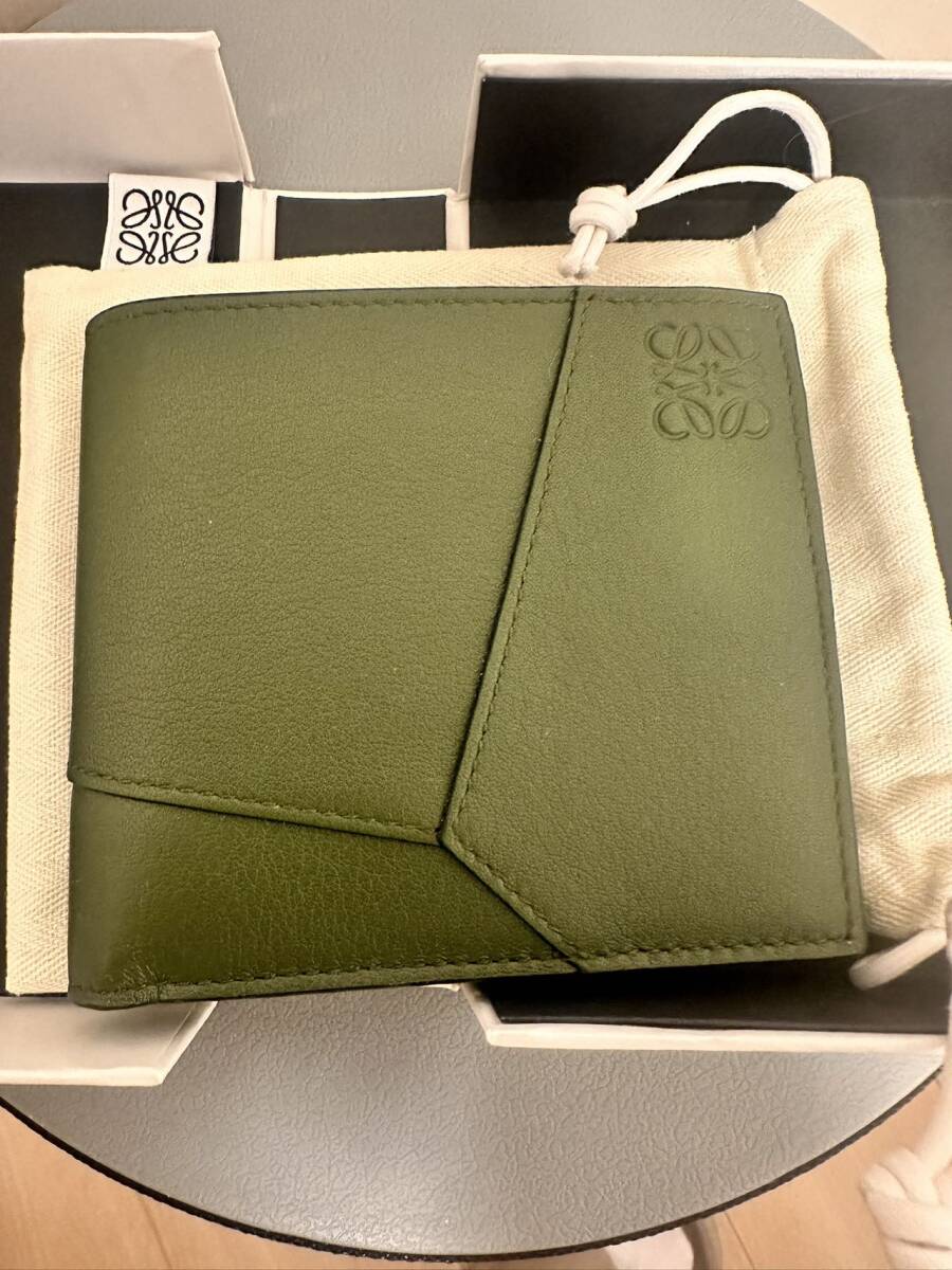 [ не использовался ]LOEWE Loewe двойной бумажник мозаика bai складной бумажник ( Classic машина f) Hunter зеленый 