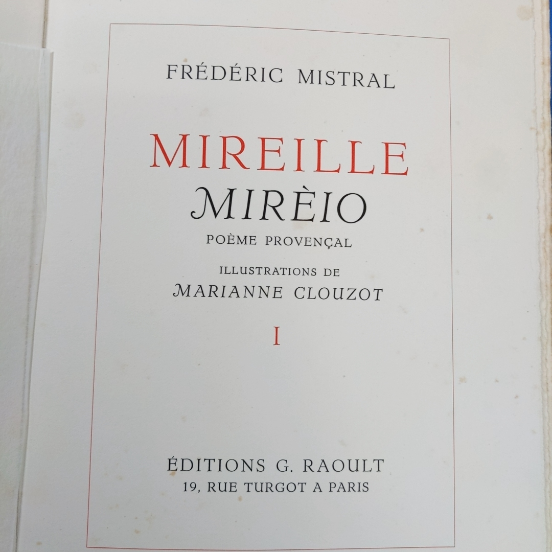 マリアンヌ・クルゾー カラー挿画50点 限725 1962 フレデリック・ミストラル『ミレイユ/ミレイオ Mireille Mireio Poeme Provencal』全2巻 の画像3
