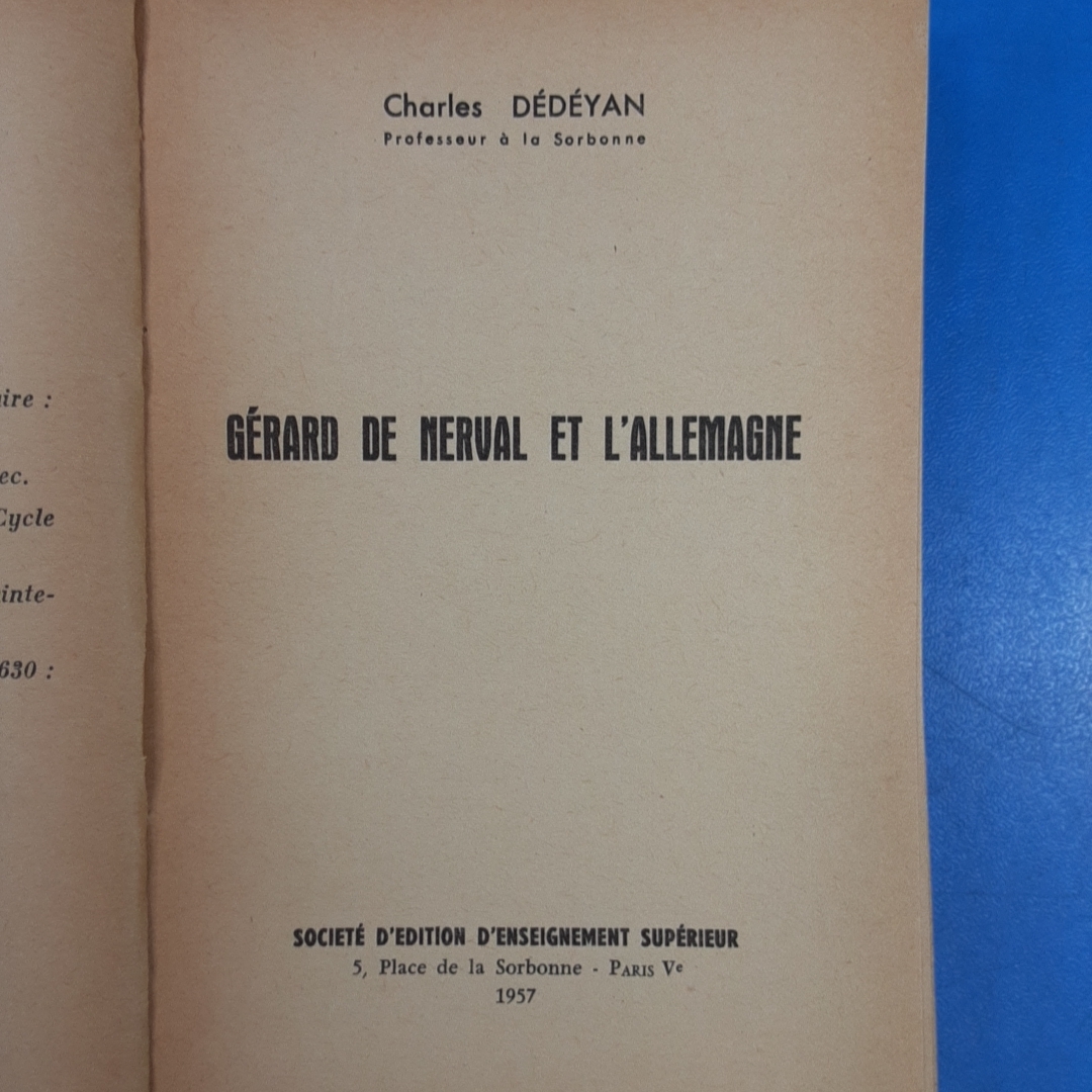 「ジェラール・ド・ネルヴァルとドイツ シャルル・デデイヤン著 Charles Dedeyan : Gerard de Merval et Lallemagne ⅠⅡ 1957」の画像3