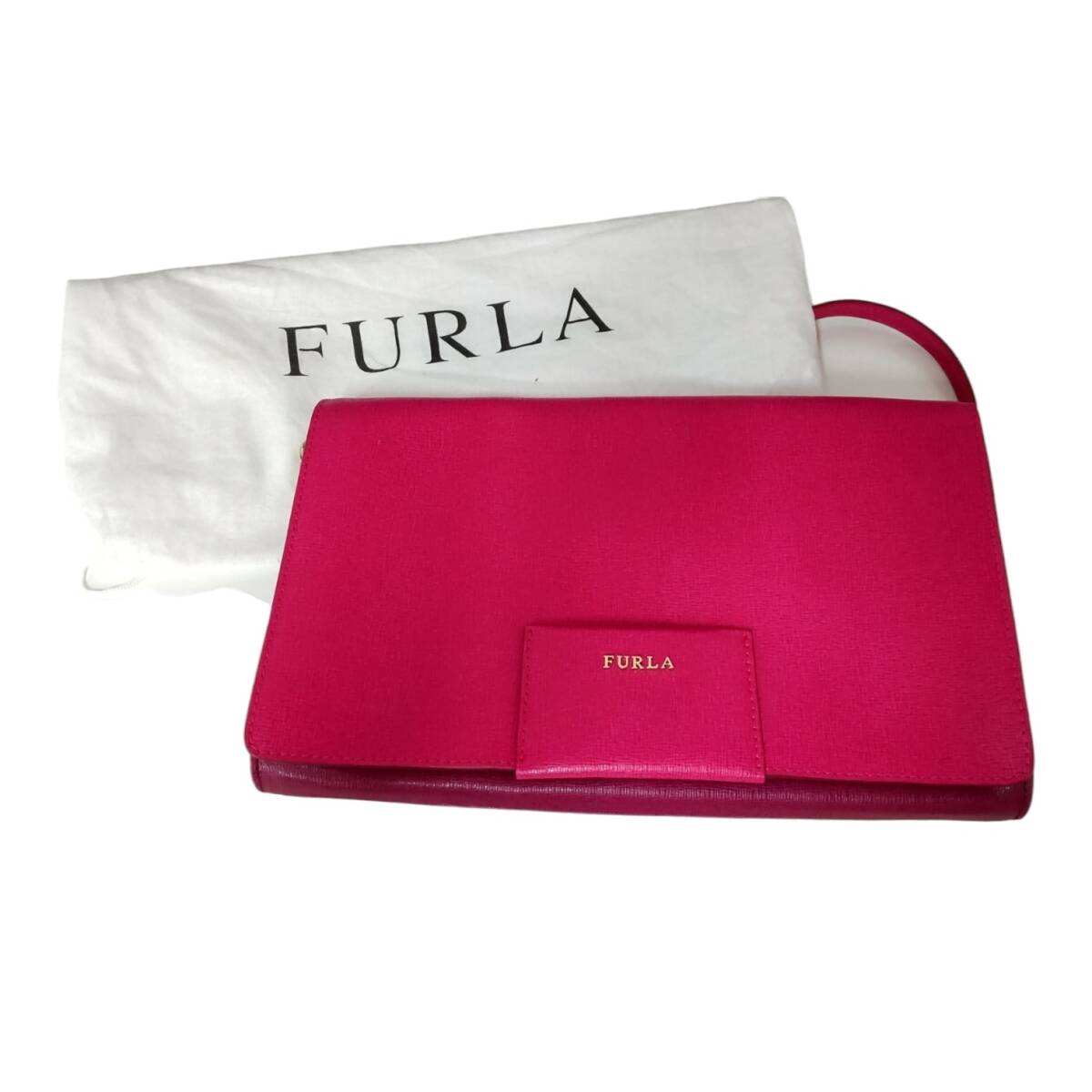 【中古品】FURLA フルラ チェーンショルダーバッグ ピンク レディースバッグ 布袋付き hiL4789ROの画像1