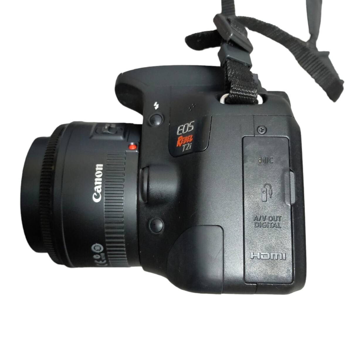 ◆中古品/レンズ割れ有◆Canon キャノン デジタルカメラ Canon EOS Rebel T2i レンズ2本 鞄 アダプター kyX6956Nの画像4