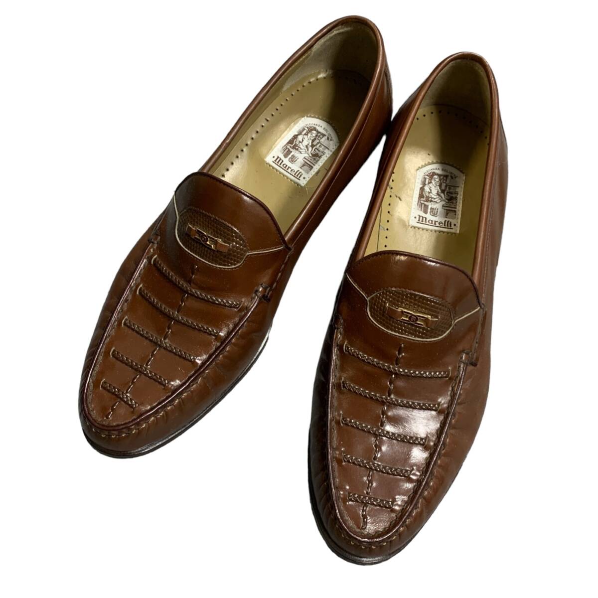 ◆未使用保管品◆マレリー mareffi 革靴 ビジネス ドレス シューズ メンズ 紳士靴 26cm 茶 ブラウン R3-163NAの画像1