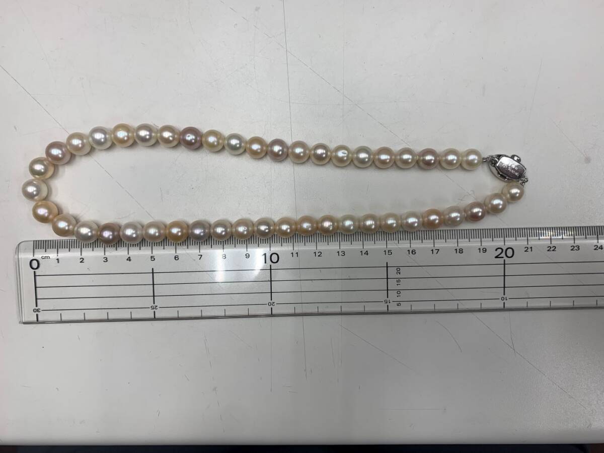 パール/真珠 ネックレス マルチカラー 8~9mm玉 留め具シルバー 総重量：約49.5g kyK8649Kの画像5
