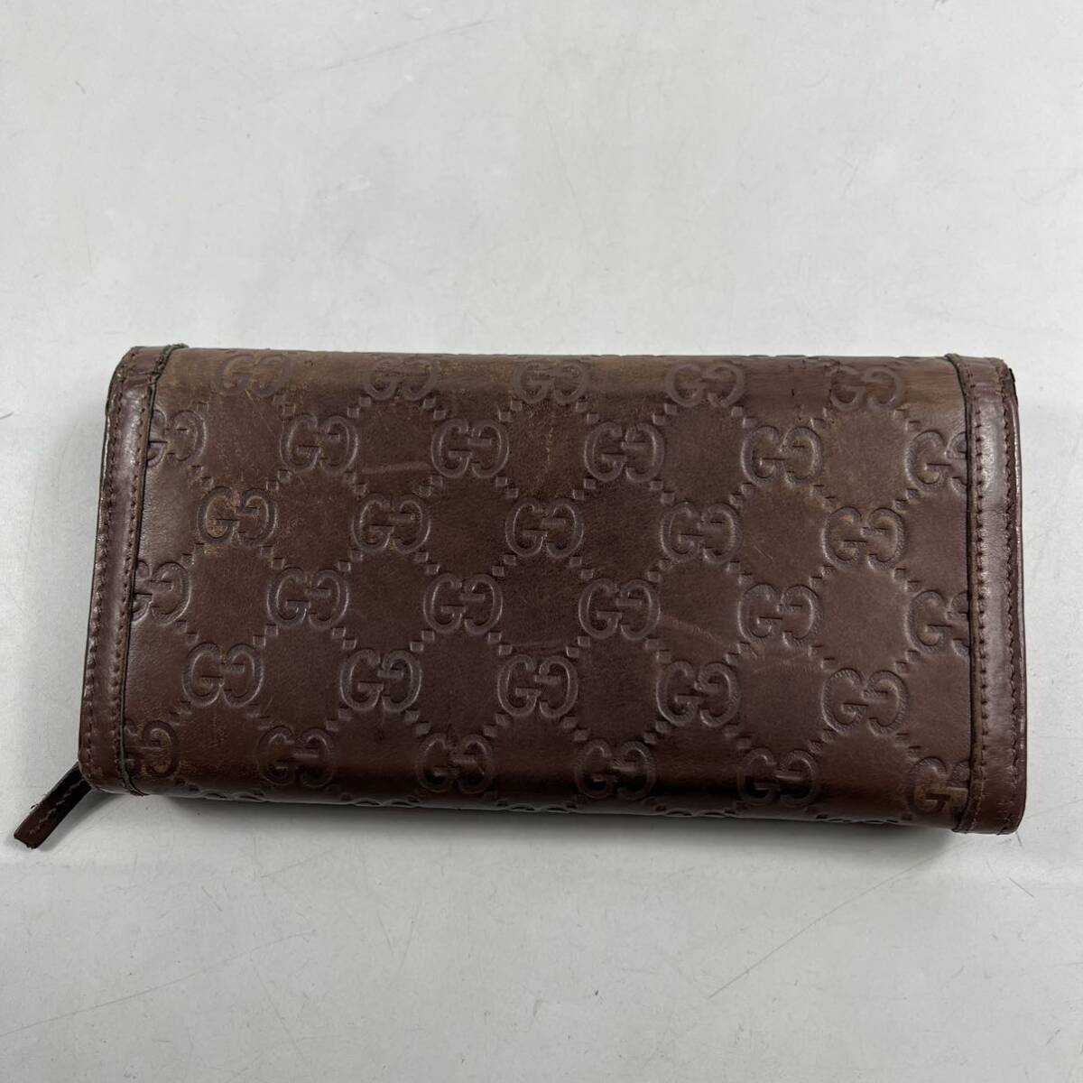 1円〜【入手困難品】 GUCCI グッチ 長財布 GG シマ　ブラウン メンズ レディース レザー インターロッキング メンズ ウォレット_画像3