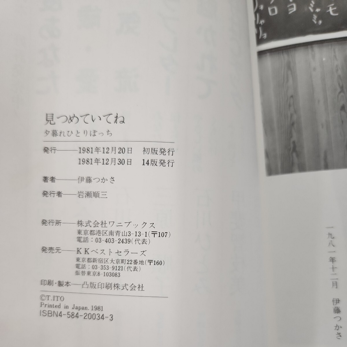 D59-171 伊藤つかさ WANIBooks 見つめていてね 夕暮れひとりぼっち ワニブックス 背表紙、目立つ傷有り_画像5