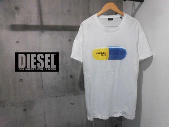 DIESEL ディーゼル T-DIEGO-QH MAGLIETTA 78mgカプセル グラフィックロゴ プリント クルーネック 半袖 Tシャツ 3XL/白 ホワイト/メンズの画像1