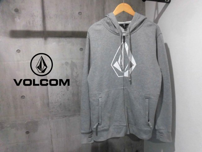 VOLCOM ボルコム JLA STONE ZIP FLEECE ストーンロゴプリント スウェット ジップパーカーM/ZIPフーディ/灰 グレー/メンズ/G2451802の画像1