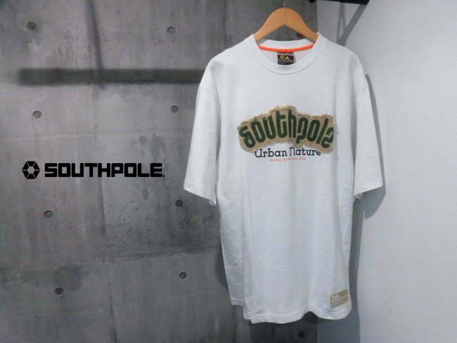 SOUTHPOLE サウスポール SOUTH POLE ロゴワッペン 半袖 Tシャツ L/白 ホワイト/HIPHOP ヒップホップ B-BOY B系 ラッパーの画像1