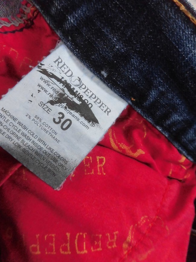 RED PEPPER красный перец задний заслонка карман стрейч Denim брюки W30/ дизайн Zip джинсы / мужской 