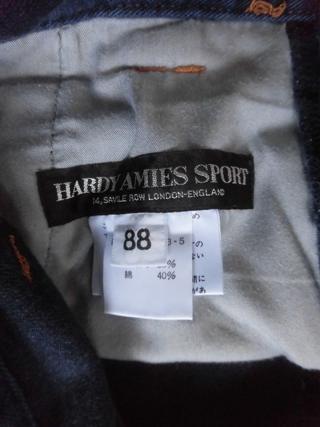 HARDY AMIES SPORTハーディ エイミス スポーツ/インディゴ染 レーヨン&コットン デニムパンツ88/ロゴ刺繍 イージーパンツ/R-81603-5/日本製の画像8