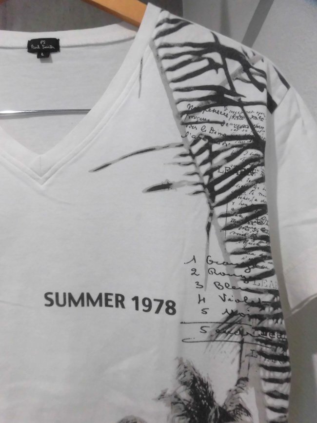 PS Paul Smith ピーエス ポールスミス PS SUMMER 1978 ヤシの木プリント Vネック 半袖 Tシャツ L/白 ホワイト/メンズ/163551 325Aの画像5