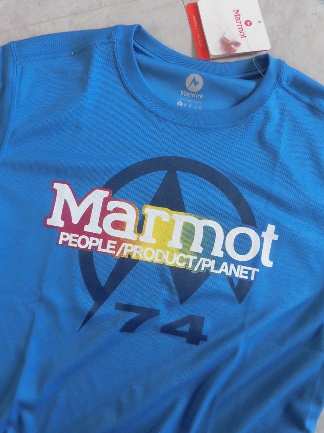 新品 Marmot マーモット M-LOGO H/S T 吸汗速乾 半袖 Tシャツ L/青 ブルー/メンズ/MJT-S1042/アウトドアの画像4