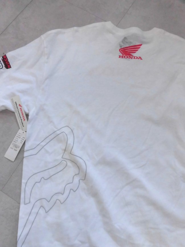 FOX RACING フォックスレーシング × HONDA ホンダ オフィシャル コラボ ロゴプリント半袖 TシャツXL/白 ホワイト/メンズ/バイクの画像7