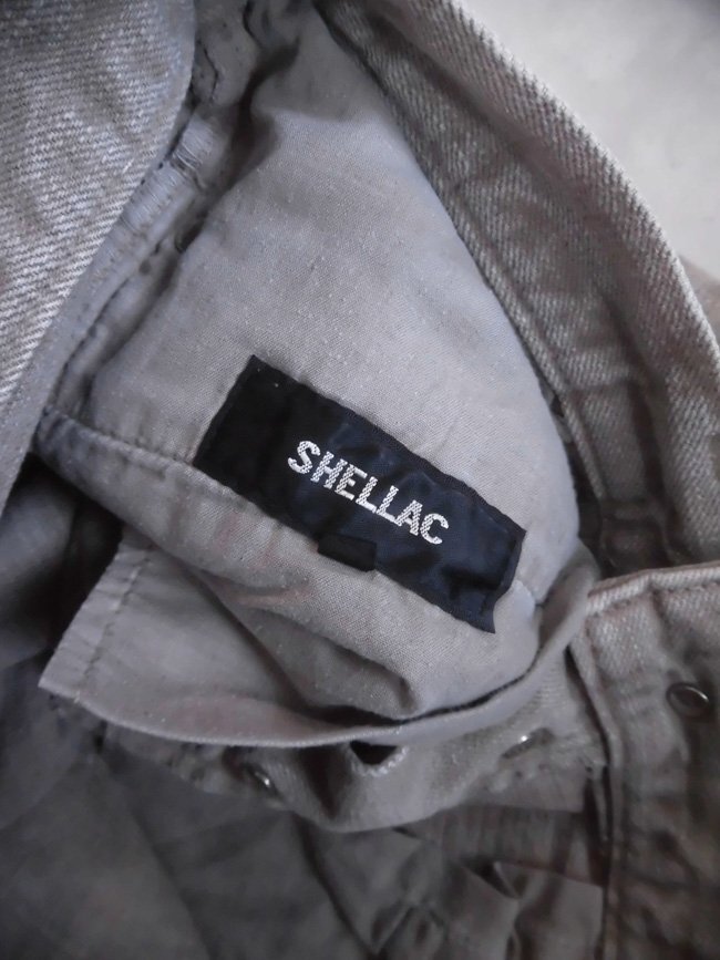 SHELLAC シェラック ダメージリペア加工 ブーツカット デニムパンツ 46/フレア ジーンズ/グレー系/メンズ/日本製/フレアパンツ/24923の画像9