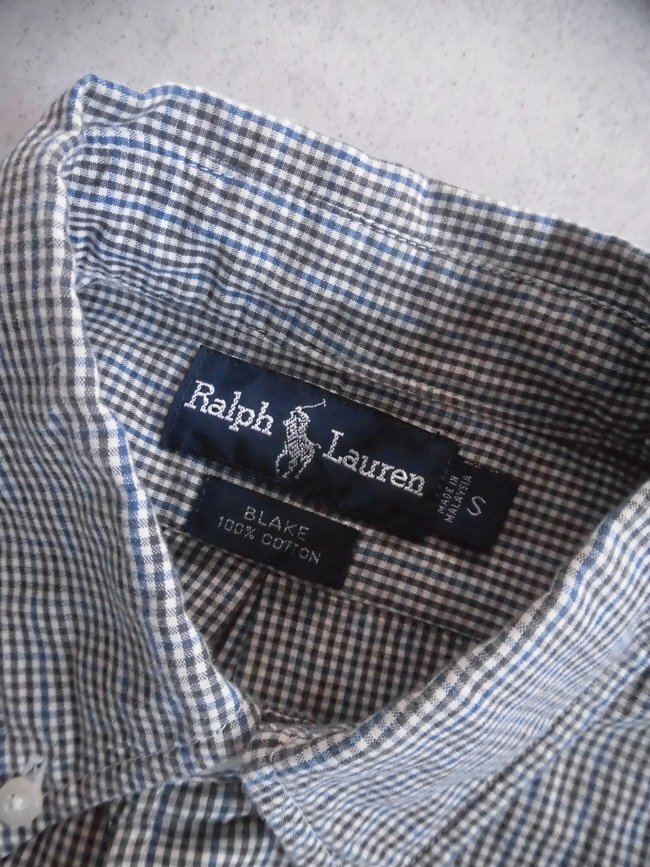 POLO RALPH LAUREN/ポロ ラルフローレン/RALPHLAUREN BLAKE ポニー刺繍 ギンガムチェック 半袖シャツ S/ボタンダウンシャツ/グレー/メンズの画像5