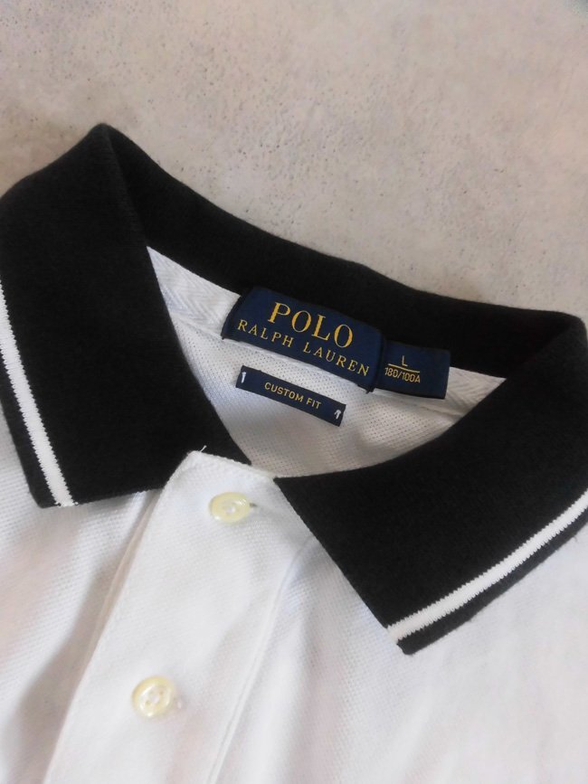 POLO by RALPH LAUREN/ Polo Ralph Lauren /CUSTOM FIT MIAMI Miami большой po колено вышивка рубашка-поло с коротким рукавом L/ белый чёрный / мужской 