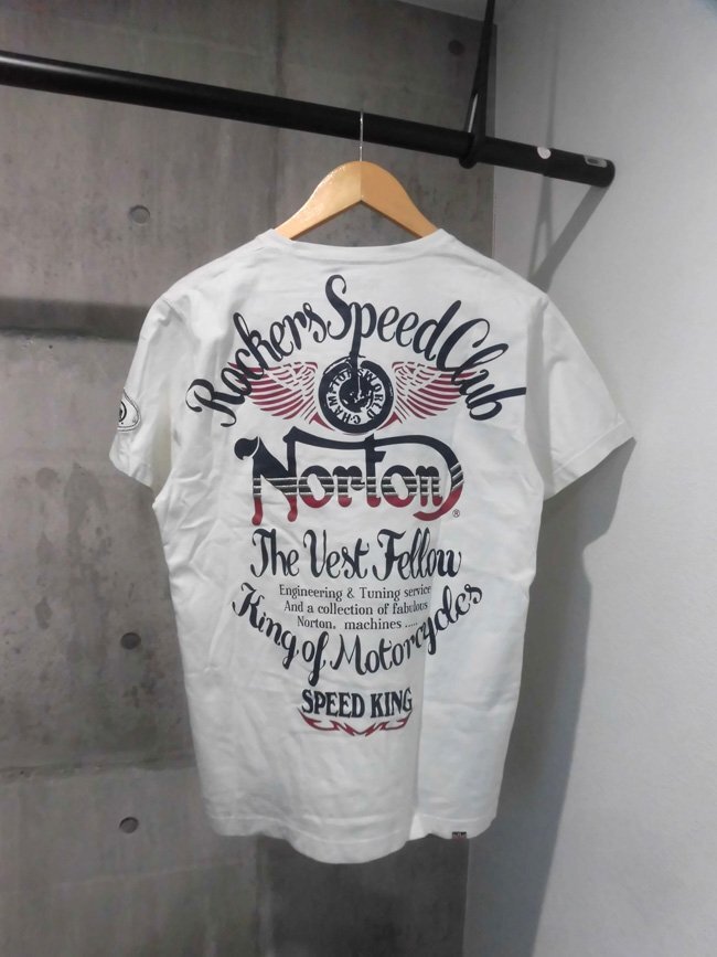 NORTON MOTORCYCLES ノートン モーターサイクル/32N1006 ロゴ刺繍 半袖 Tシャツ L/白 ホワイト/バイカー バイク乗り/メンズ_画像3