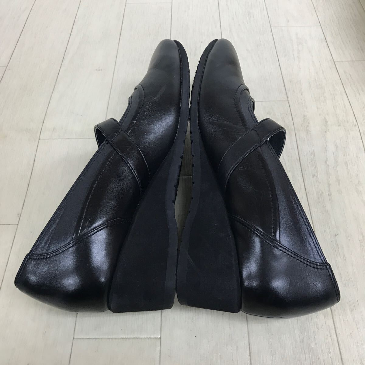 13518 美品 箱有 Hush Puppies ハッシュパピー レディース パンプス 24.0cm ブラック 天然皮革 婦人靴の画像6