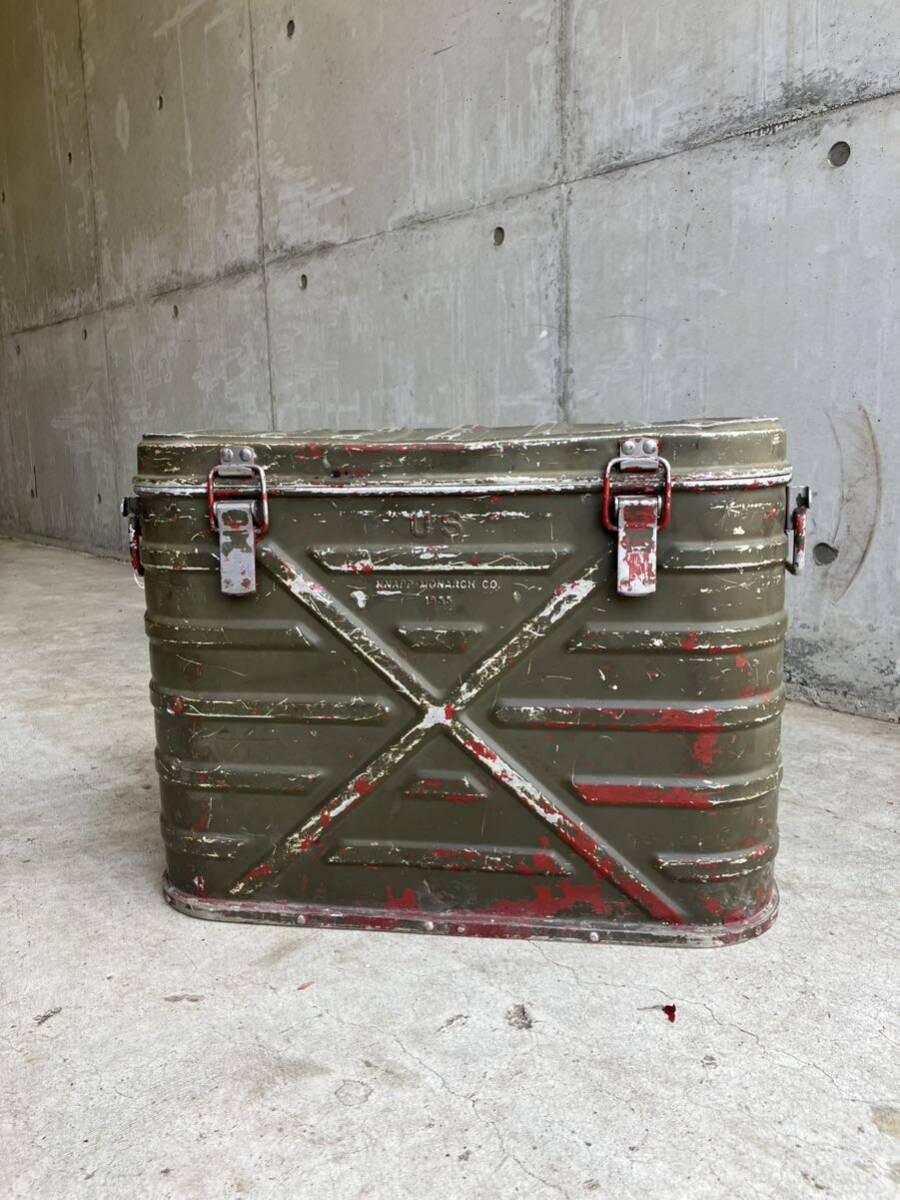 antique US AMRY America army 1953 year made cooler-box 50 period the US armed forces the truth thing Vintage store furniture aluminium 