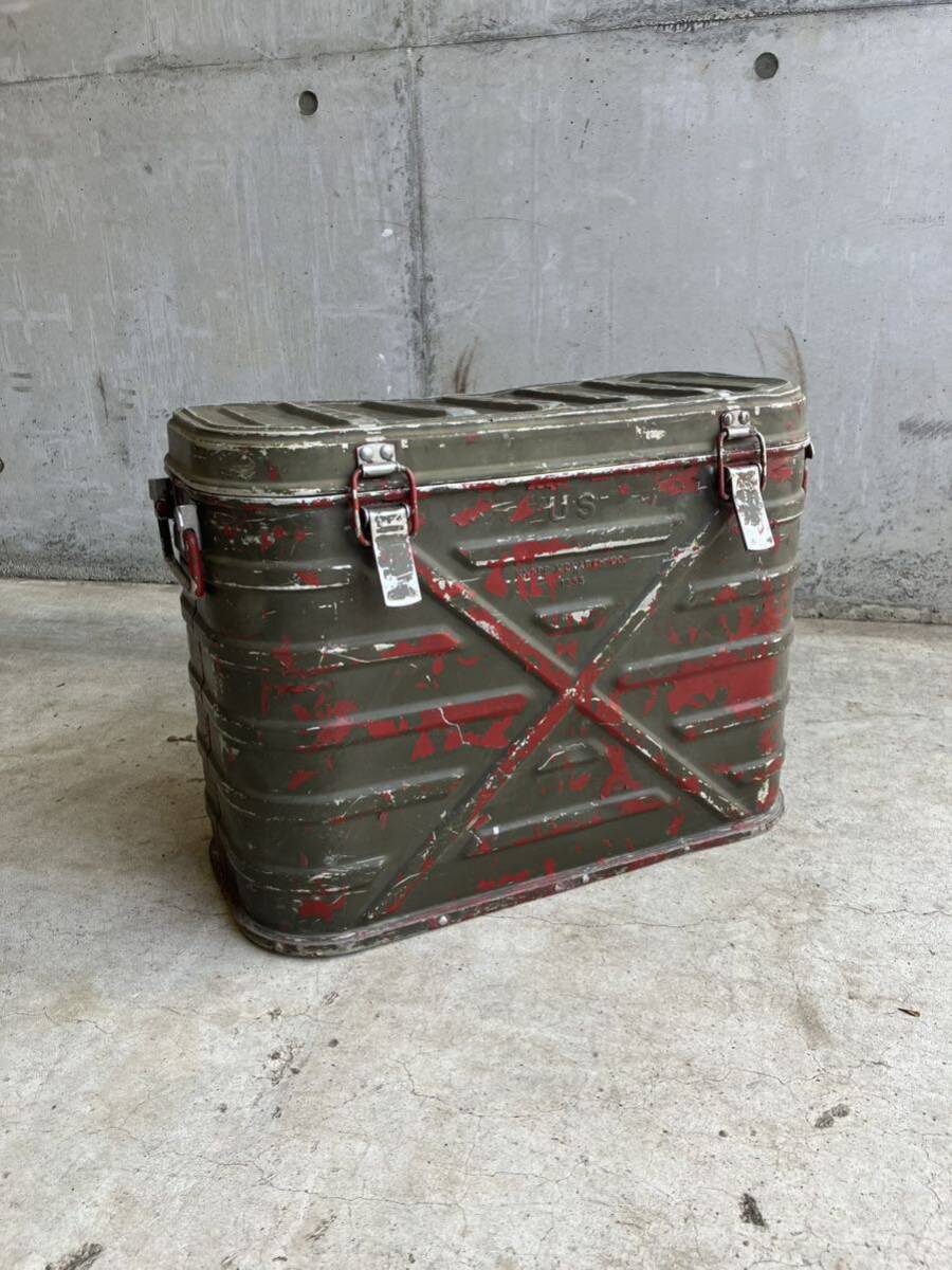  antique US AMRY America army 1953 year made cooler-box 50 period the US armed forces the truth thing Vintage store furniture aluminium 