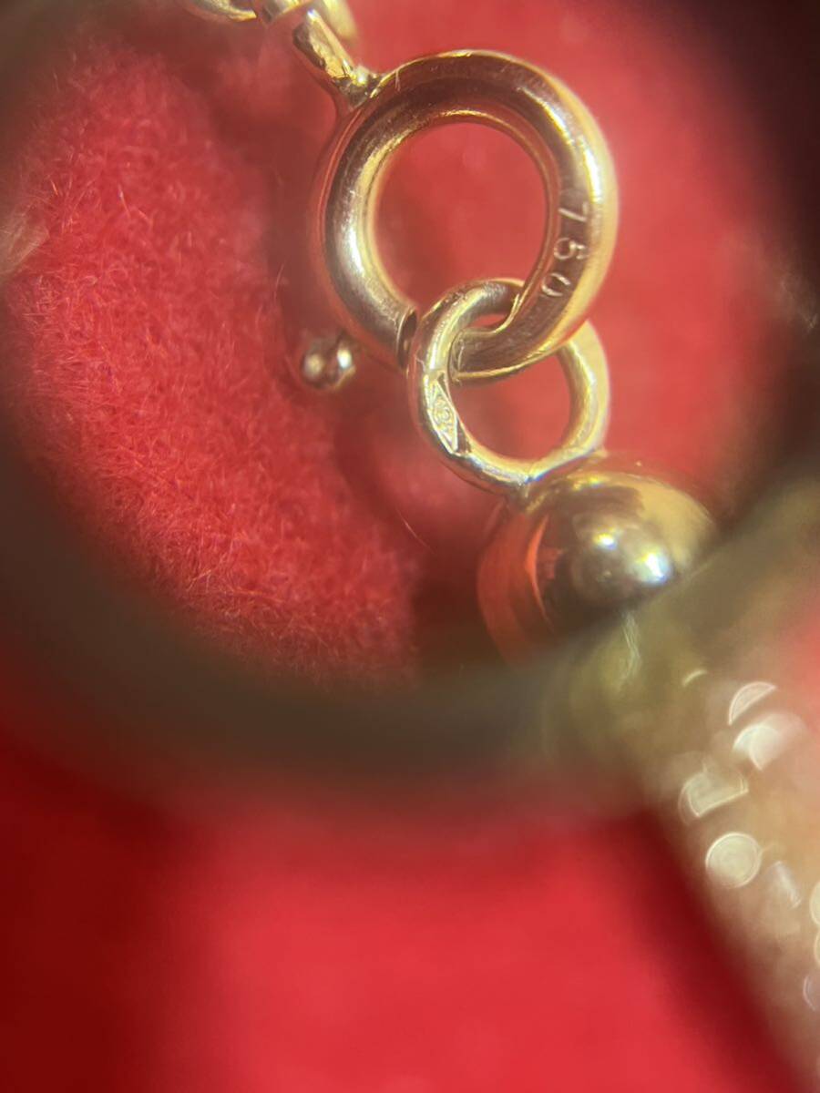 k18 750 3色リボンねじれネックレス 真珠入り 刻印 ネックレス アクセサリー の画像2