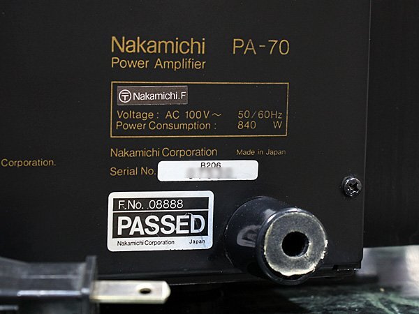 Nakamichi PA-70 ♪STASIS回路 搭載 ナカミチ 銘パワーアンプ♪【SPターミナル交換・メンテ済／美品】の画像9