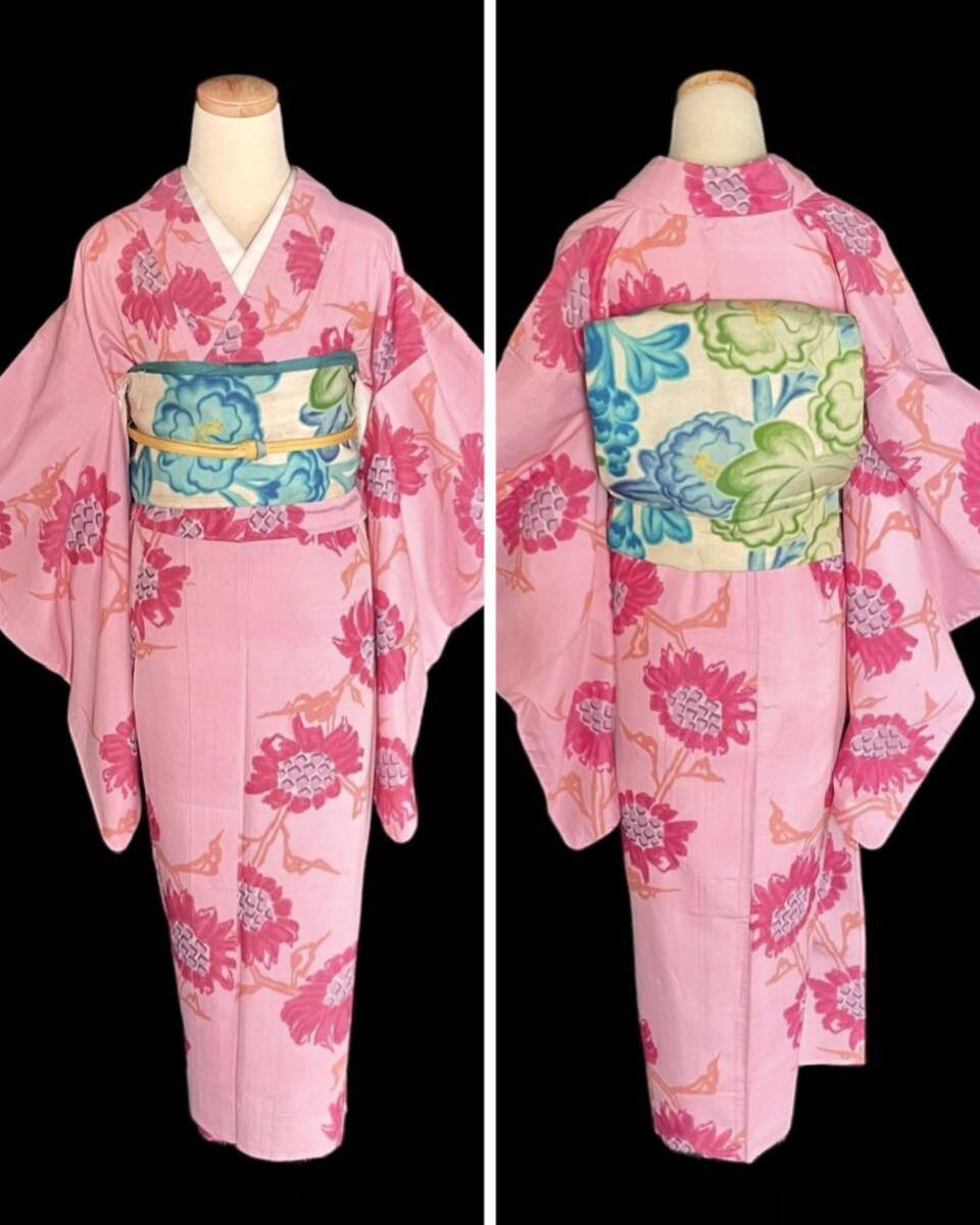 [.. лист магазин ] античный кимоно .. подсолнух одиночный . Taisho роман Showa современный Taisho ..