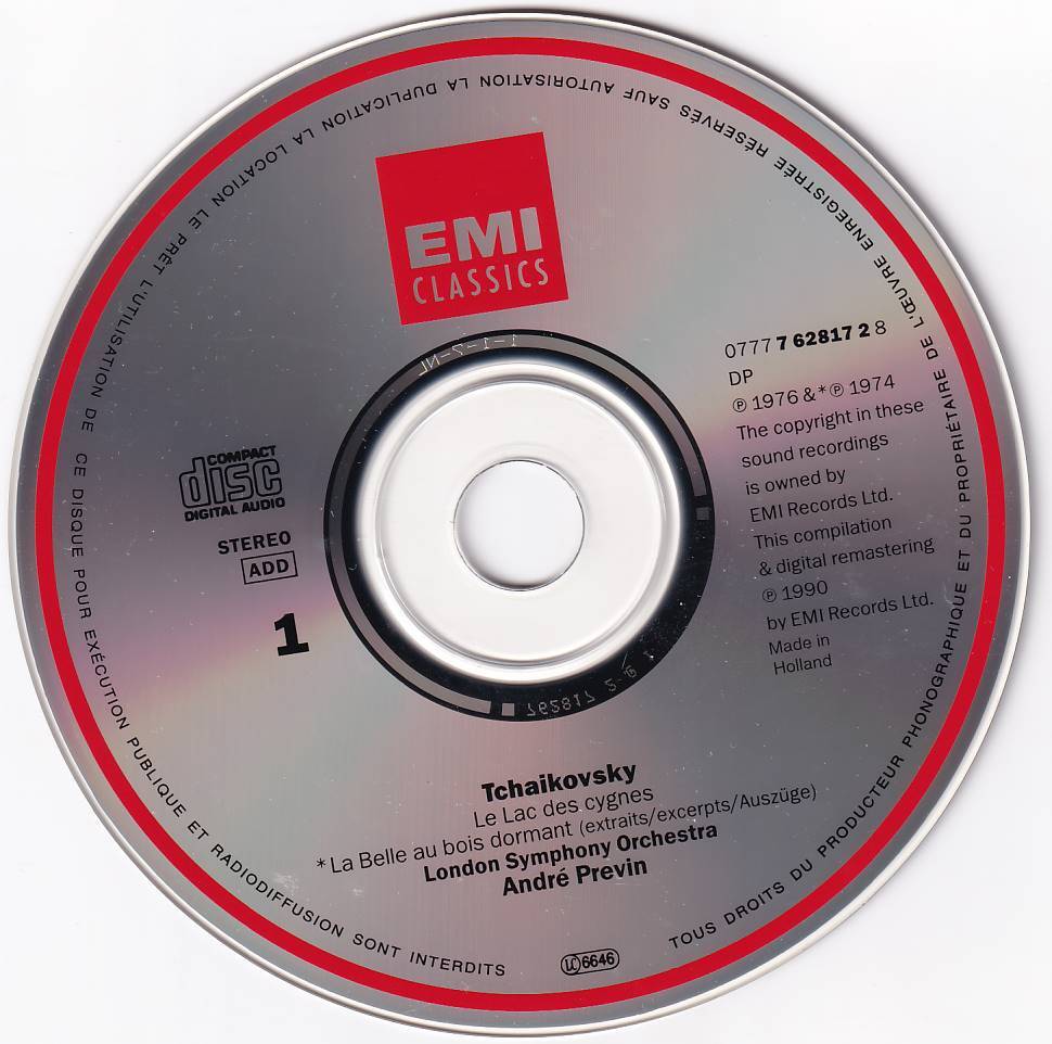 プレヴィン/ロンドン響 チャイコフスキー:三大バレエ音楽集 2CD EMI(HOLLAND)の画像3