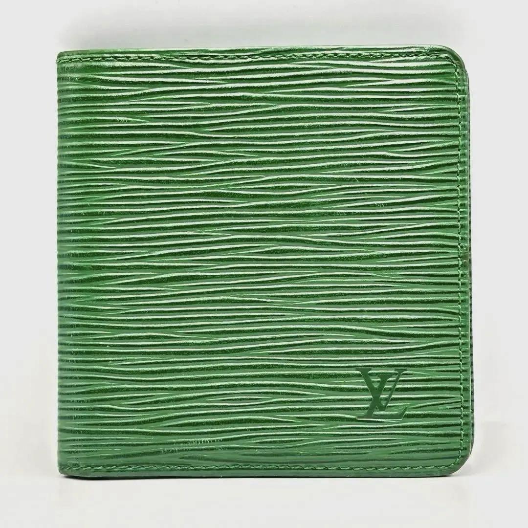 【人気】美品 LOUIS VUITTON ルイヴィトン エピ ポルトビエ6 カルトクレディ 2つ折り財布 札入れ カードケース グリーンの画像2