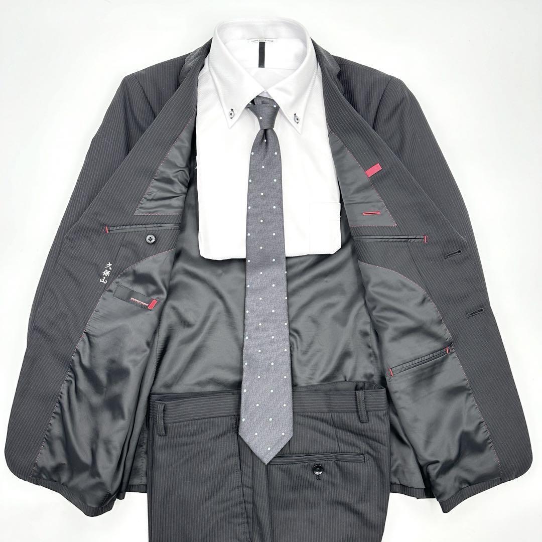 【極美品】RESPECTNERO　セットアップスーツ　テーラードジャケット　2B　ストライプ　ブラック　紳士服　ビジネス　通勤_画像5