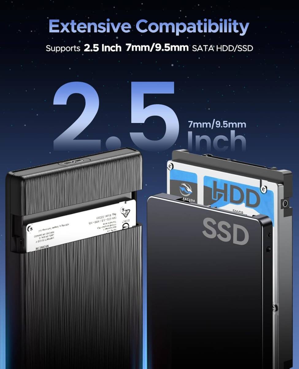 ［箱破れ］ORICO 2.5インチ HDD / SSD ケース USB3.0接続 SATA 3.0 ハードディスクケース UASP対応 4TBまで 9.5mm/7mm厚両対応 2189U3_画像2
