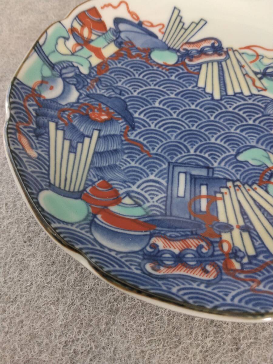 皿 染錦宝珠紋 龍峰窯 飾り皿 オブジェ 13.5センチの画像6