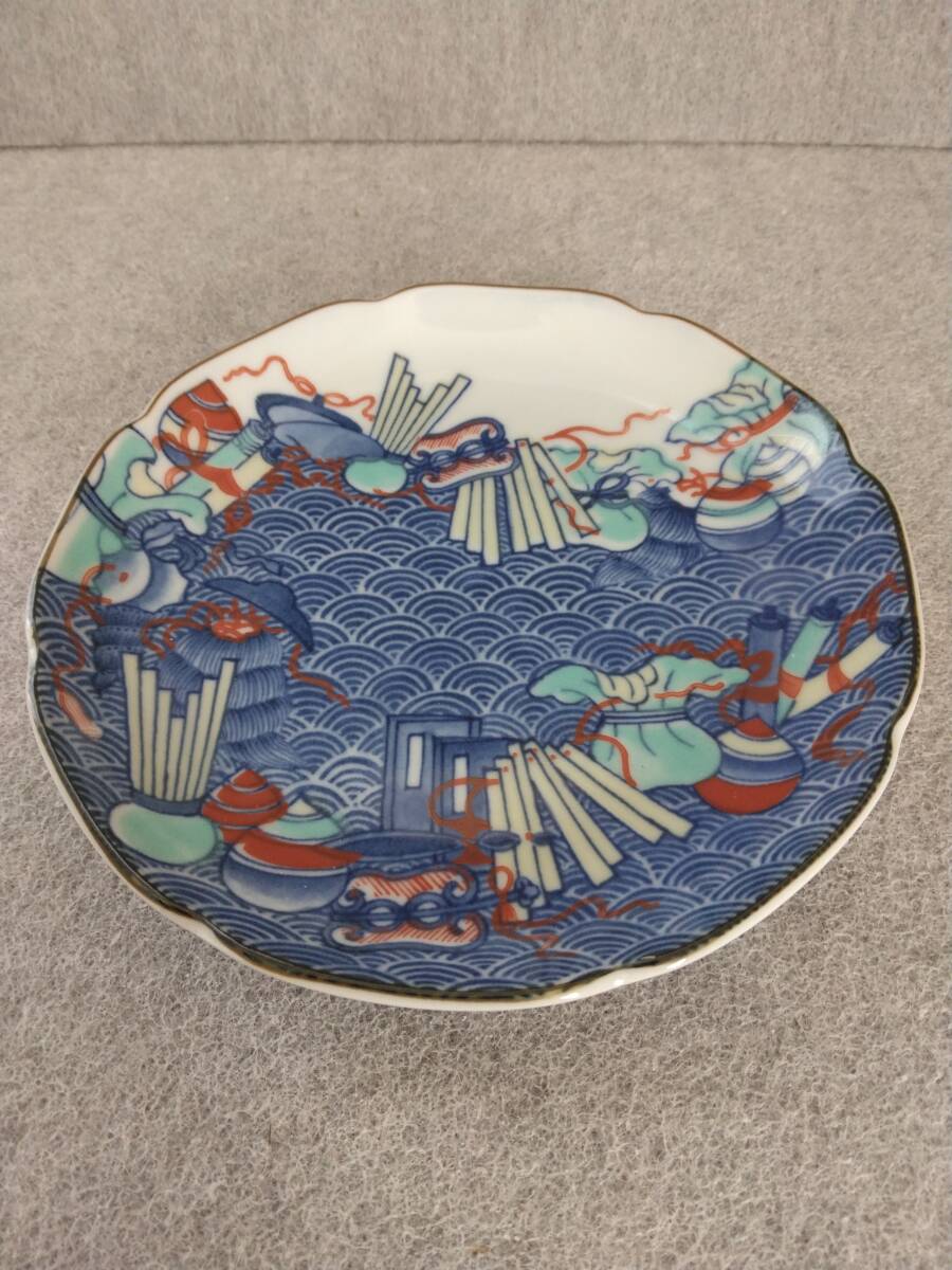 皿 染錦宝珠紋 龍峰窯 飾り皿 オブジェ 13.5センチの画像1