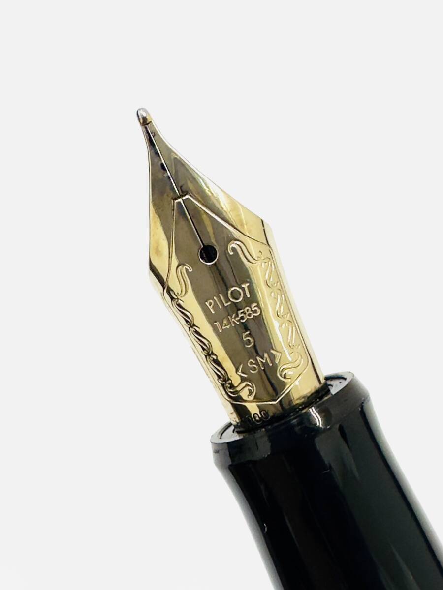 〈文具〉PILOT パイロット　万年筆　ペン先14K-585刻印有 5 SM 中字・軟　ケース付き　筆記用具【中古/現状品】004319-⑨_画像6