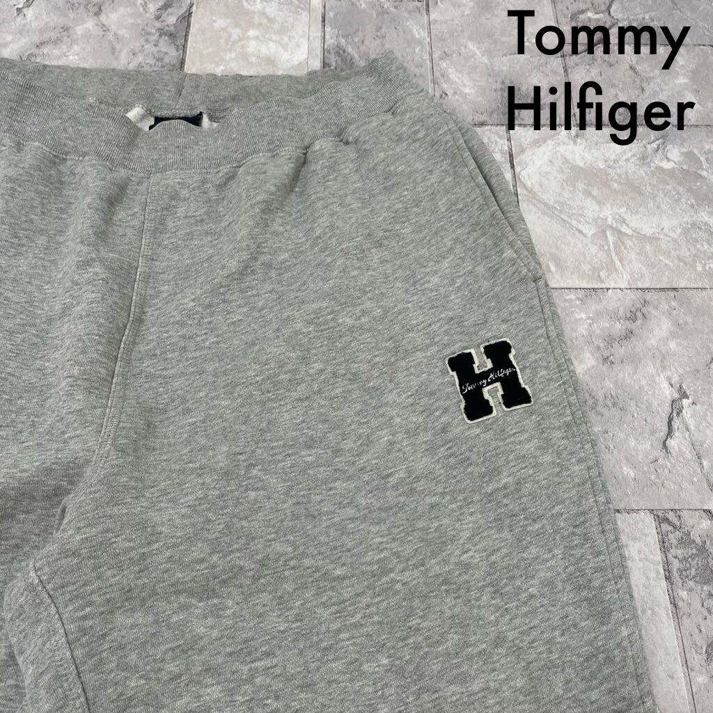 Tommy Hilfiger トミーヒルフィガー sweatpants スウェットパンツ USA企画 刺繍ロゴ 裾サイドジップ グレー サイズL 玉SS1709_画像1