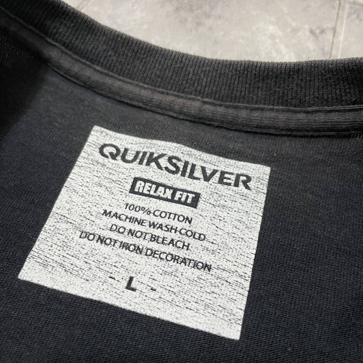 QUIKSILVER クイックシルバー T-shirt Tシャツ TEE 半袖 バンダナ柄 ペイズリー プリントロゴ サイズL ブラック 玉SS1706の画像2