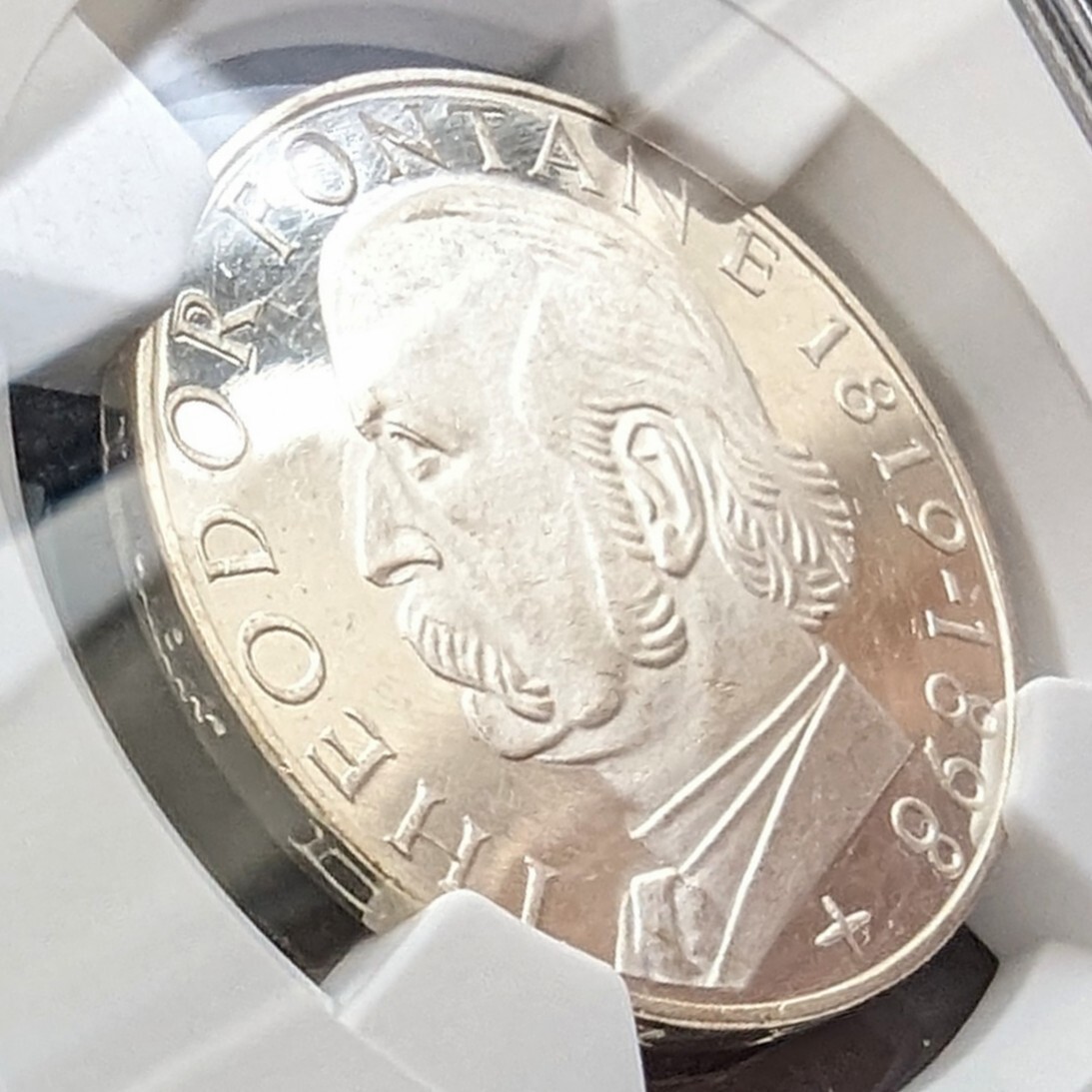 ★世界に4枚 銀貨 1969年 ドイツ 詩人デオドルド フォンターヌ 5マルク銀貨 鑑定 NGC MS63 シルバーコイン金貨銀貨多数出品中の画像5