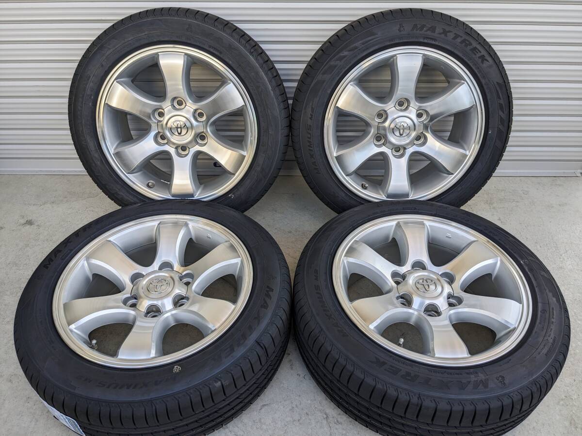 中古ホイール+新品タイヤ 120系 ランクル プラド 純正 アルミ 17インチ 6穴 215/55R17 2024年製 バランス調整済 ハイエースの画像1